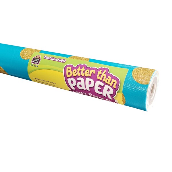 Teacher Created Resources Better Than Paper Bulletin Board Roll, 4 x 12ft, Teal Confetti, PK 4 32347 - main